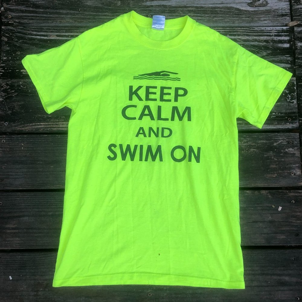 Keep Calm & Swim On Neon Yellow T-Shirt